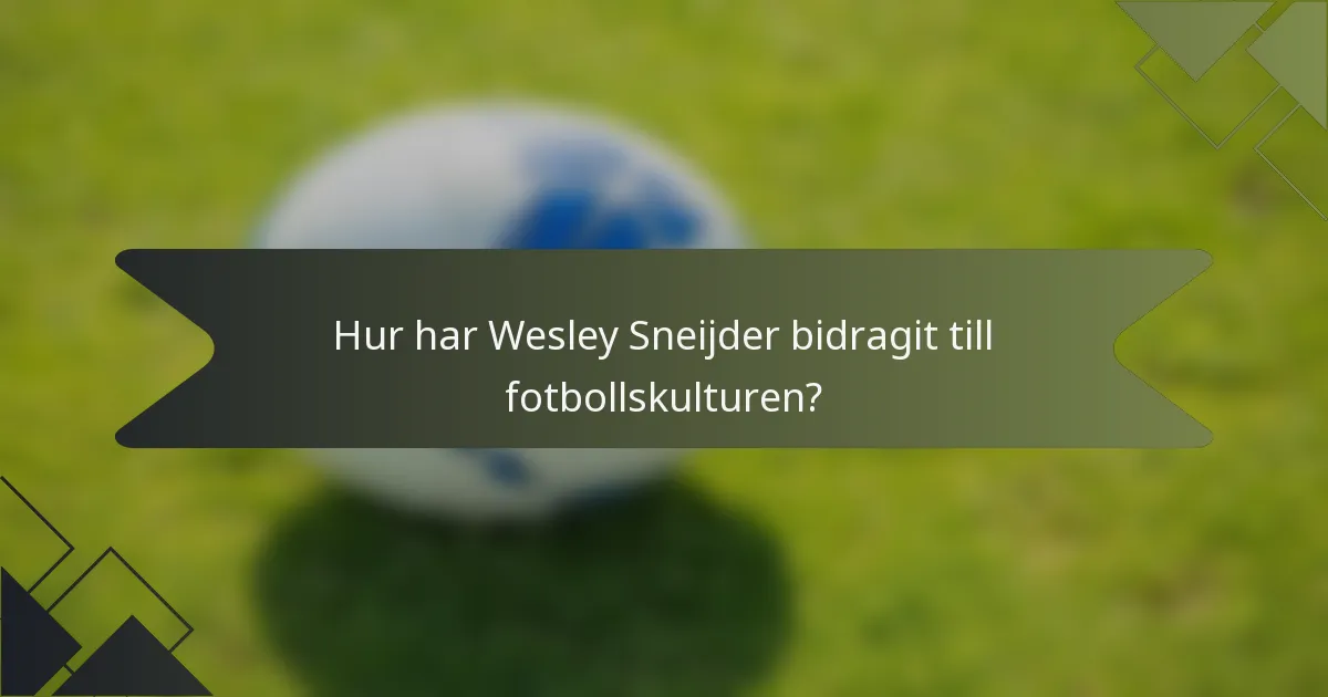 Hur har Wesley Sneijder bidragit till fotbollskulturen?