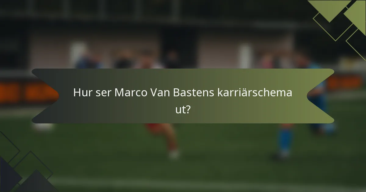 Hur ser Marco Van Bastens karriärschema ut?