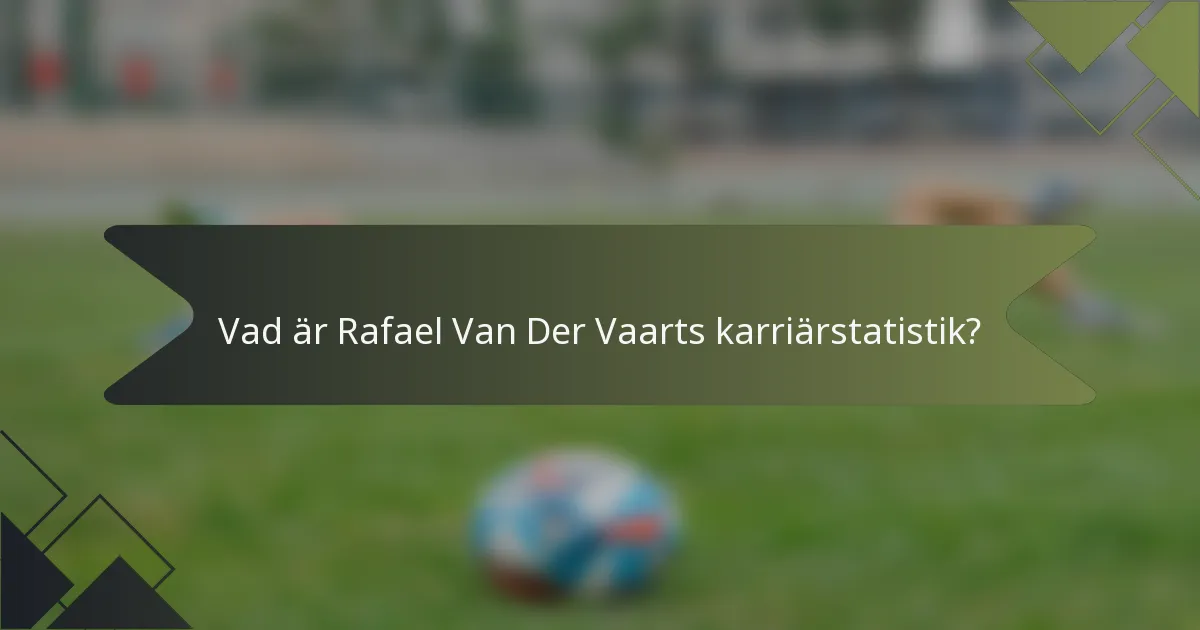Vad är Rafael Van Der Vaarts karriärstatistik?