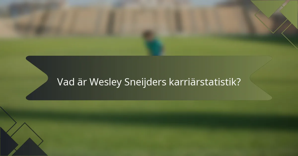 Vad är Wesley Sneijders karriärstatistik?