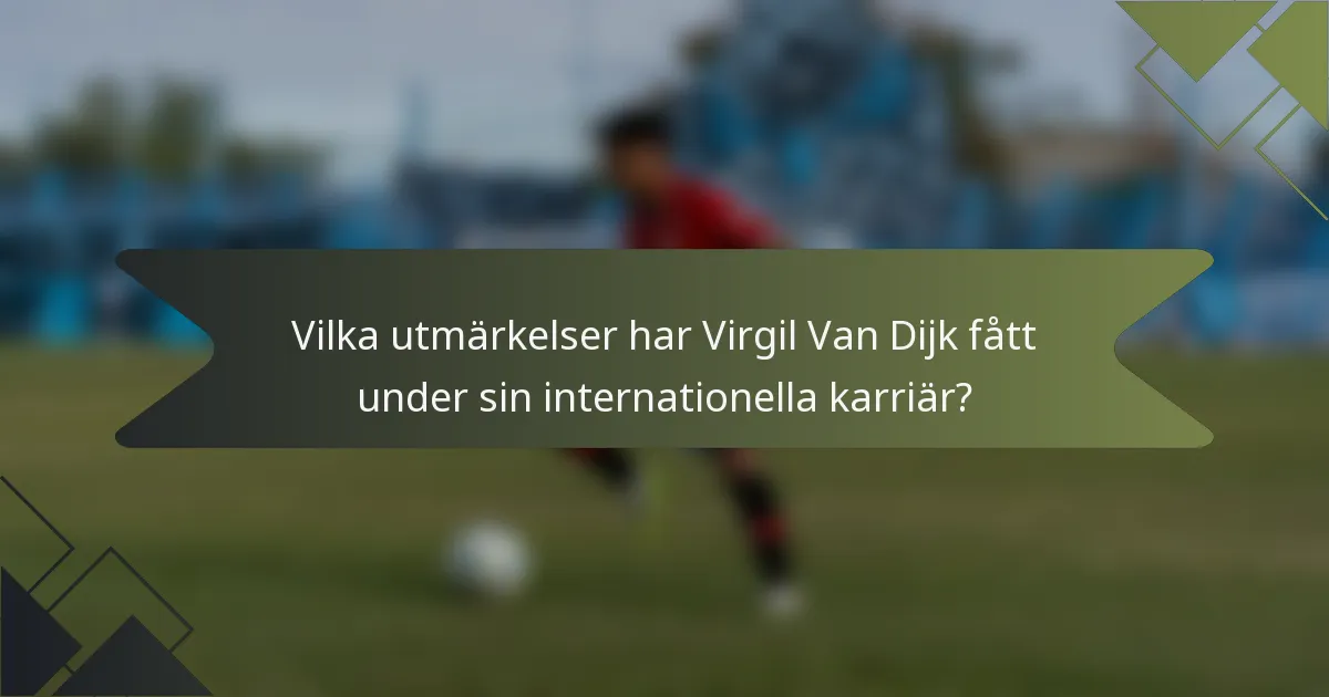 Vilka utmärkelser har Virgil Van Dijk fått under sin internationella karriär?